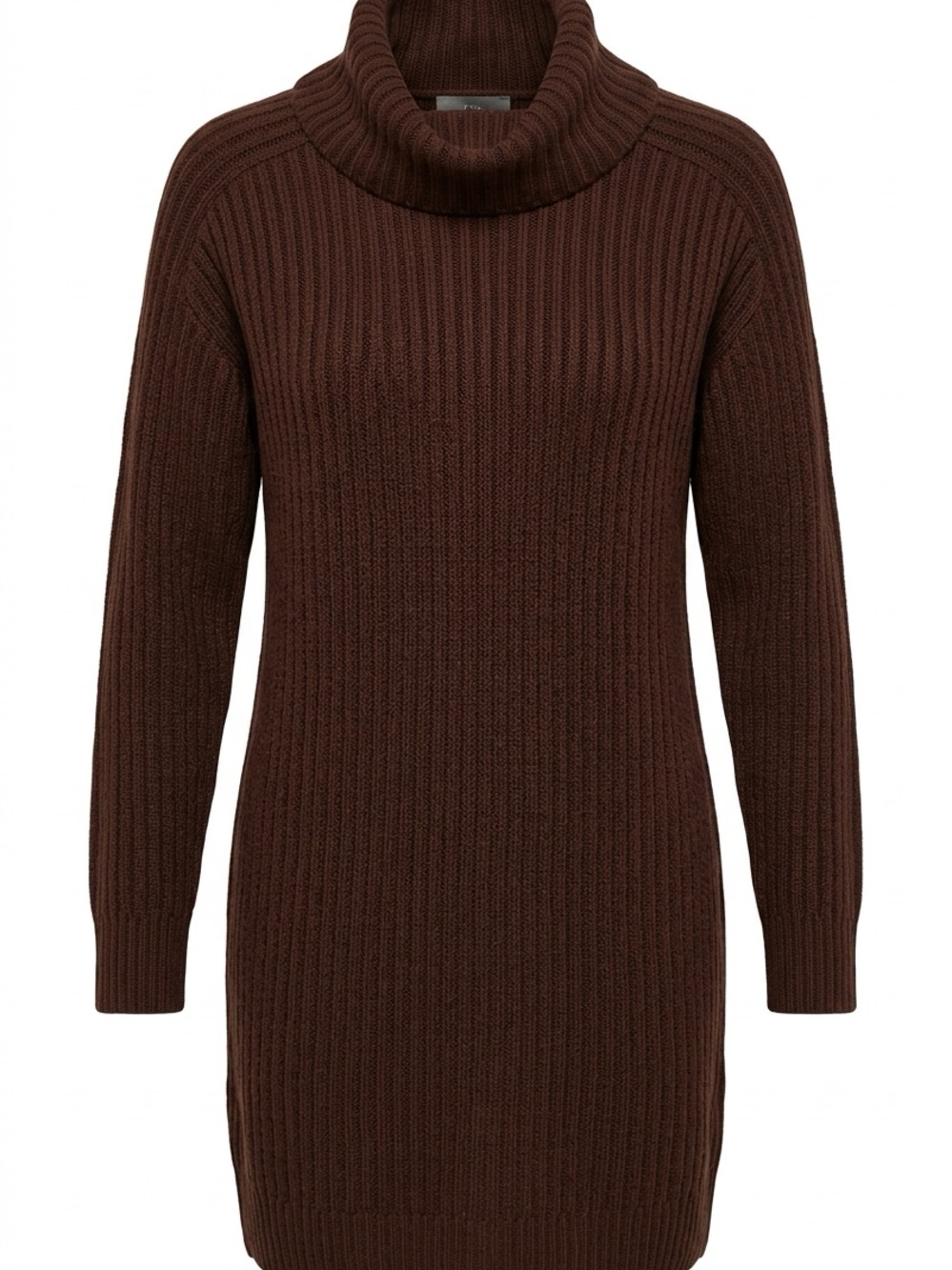 a new day Brown Ribbed Turtleneck Sweater Dress